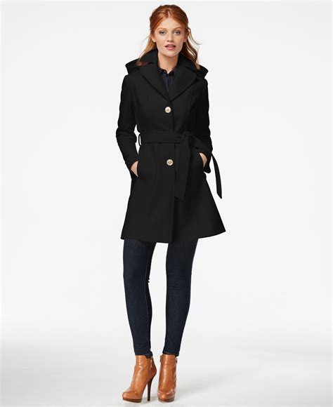 michael kors black walker coat|Michael Kors black winter coat.